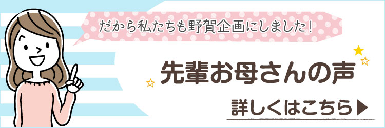 だからわたしたちも野賀企画にしました！先輩お母さんの声を見る